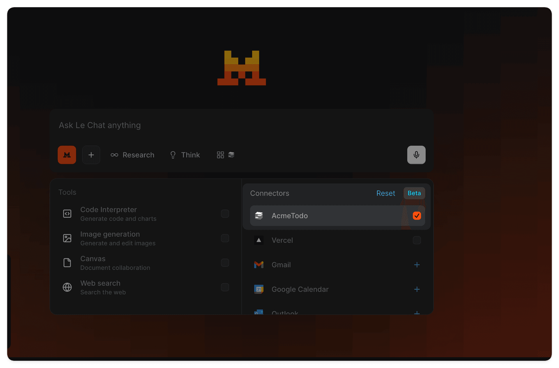Screenshot showing the Mistral connector installed