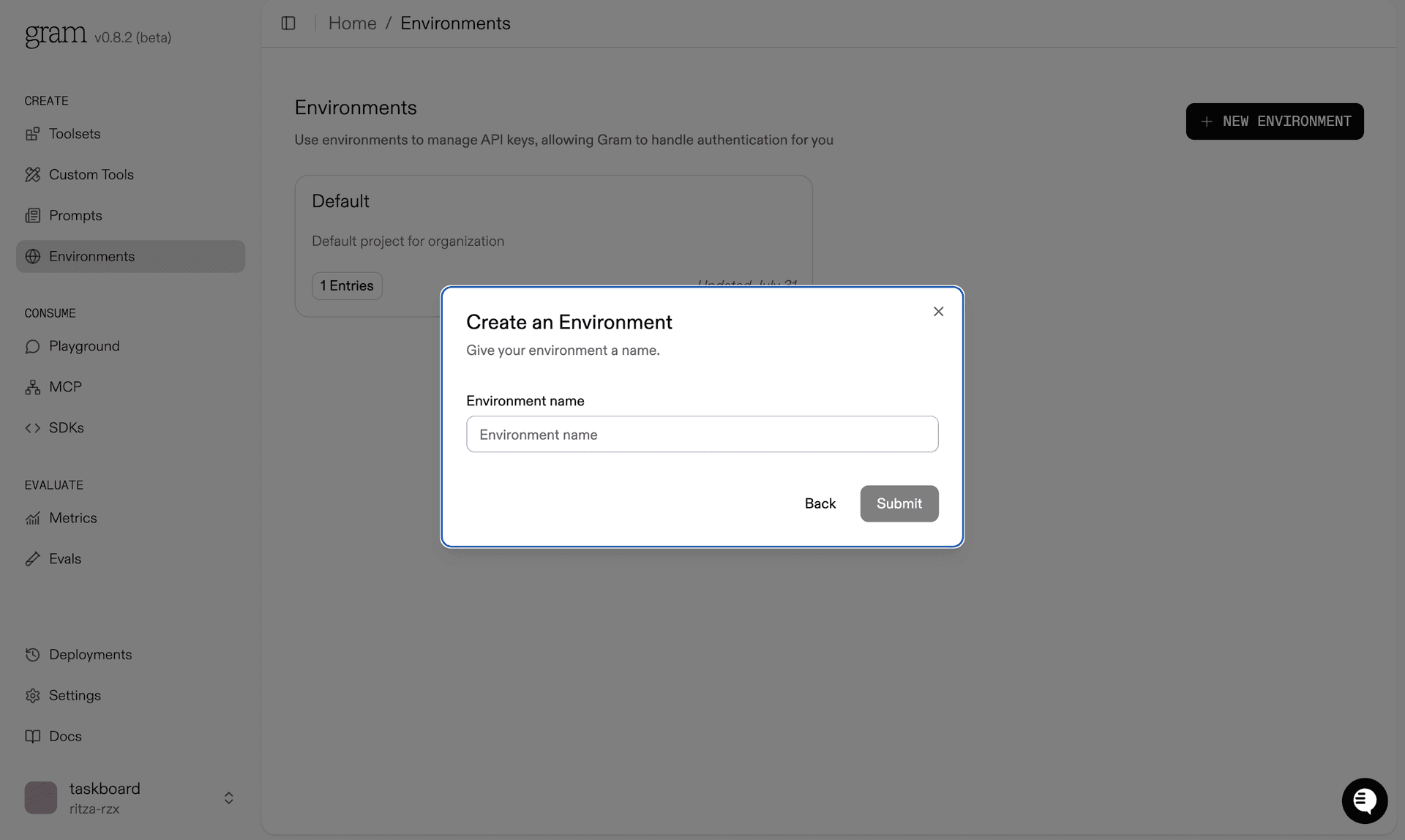 Creating an environment