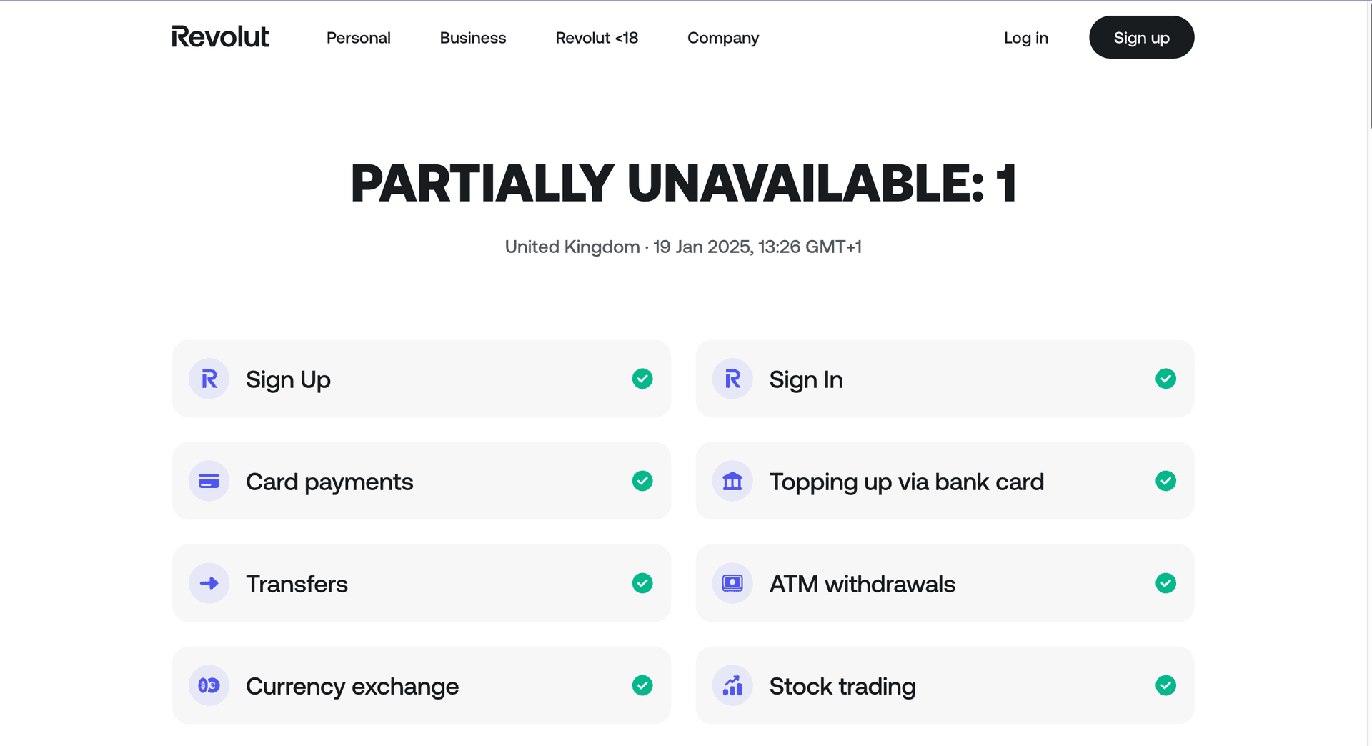 Revolut Status Page