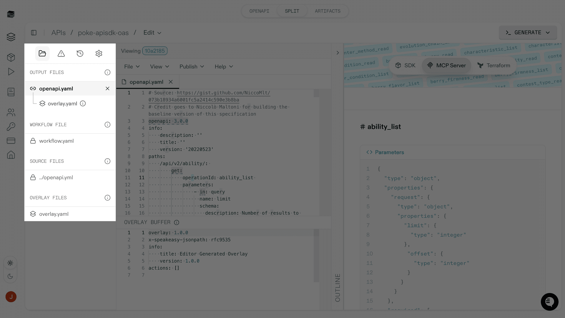 Showing output files