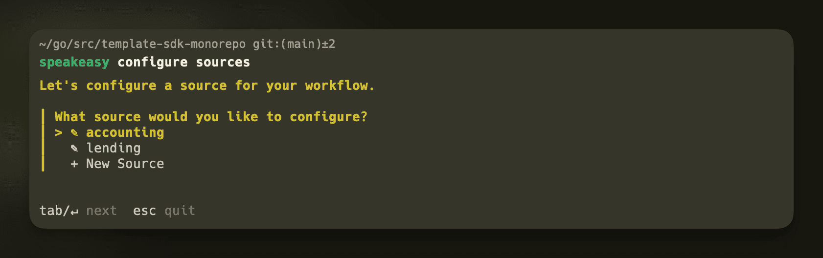 Screenshot of configuring sources for monorepo.